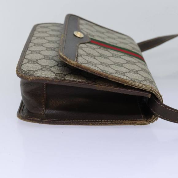 GUCCI GG Supreme Web Sherry Line Shoulder Bag PVC Beige Red Green Auth yk12734 - Picture 4 of 16